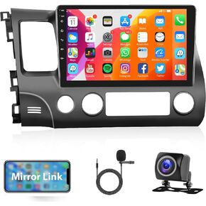 Car Radio for Honda Civic 2006-2011, 10.1 Inch Android Touch Screen Car Stereo with Bluetooth, GPS Navigation, WiFi, Mirror Link, in Dash Head Unit Stereo SWC Backup Camera, 2 Din for Honda Civic