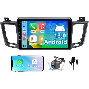 راديو ستيريو السيارة متوافق مع Toyota RAV4 2013 2014 2015 2017 2017 2018 ، Android 13 Unit ، 10 بوصة شاشة تعمل باللمس/WiFi/Bluetooth/Wireless Carplay Android Auto/GPS/Mirror Camera/AHD Camera