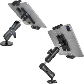 Heavy Duty Tablet Mount for Truck & Vehicle, Drill Base Tablet Holder for Truck with Aluminum Arm, Compatible with 4.7"-12.9" Tablets/iPad/Phones, iPad Truck Mount for Dashboard, Walls, Boat
