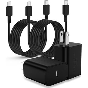 2Pack 45W USB C Charger for Samsung Galaxy S24 Ultra, Super Quite Fast Charging Type C Block with 9FT C to C Cord for Samsung Galaxy Tab S9 S8 S23 Ultra S22 Ultra S23 S22 S21 Note 10 Plus 20