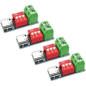 HotTopStar 4PCS USB-C PD Trigger Board Module, PD Decoy Board Fast Charging USB Type-C to 5V9V12V20V High Speed Power Delivery Boost Module Converter, PD Decoy Trigger