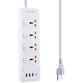 Universal Power Strip with USB C, 6.5ft Long Power Cord, 4 Outlets Power Strips with Surge Protection, 4 USB Ports Desktop Charging Station(3 USB-A & 1 USB-C)