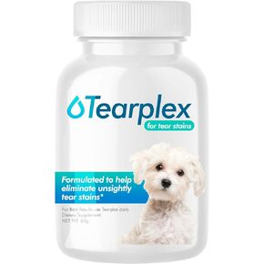 tearplex Tear Stain Supplement for Dogs and Cats, 1 Rated Natural Tear Stain Product - Made in The USA, 100% Tylosin Free, Veterinarian Trusted - Beef Flavored