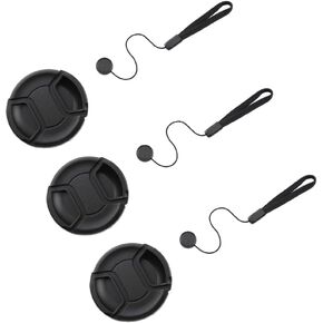 3 Pack 46mm Front Lens Cap Cover Protector + Elastic Anti-Loss Keeper Leash Holder Compatible for Sony Nikon Canon FujifiIm Olympus Panasonic Cameras with 46mm Thread Lens