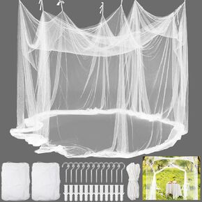 Tranqun 2 Pcs Mosquito Netting for Patio, Ultra Large Mosquito Net l 87 x W 87 x H 71 Inch for Bed with 2 Side Openings 16 Hanging Loops for Camping Home Outdoor Travel Dormitory Decor