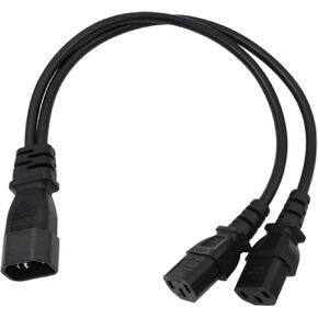 UPS PDU Power Cord Y Splitter Extension Cable IEC320 C14 Male to Dual IEC 320 C13 Female for Computer Monitor Printer 3-Prong 40cm