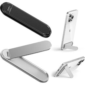 2 حزمة من Kickstand ، أفقي و 2 زاوية قابلة للتعديل الهاتفية ، حامل الهاتف القابل للطي متوافق مع iPhone و Samsung وجميع الهواتف المحمولة والفضة والأسود