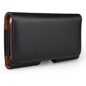 Small Horizontal PU Leather Belt Clip Holster Compatible for iPhone 16 15 14 13 12 11 Pro XR/Galaxy S24 S23 S22 S21 S10 S10e S9 S8 Note 10 S10 S9 S8 / Pixel 9 Pro 8a / OnePlus Open/Xiaomi 14 13