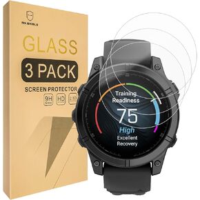 Mr.Shield Screen Protector compatible with Garmin Fenix E – 47 mm, AMOLED [Tempered Glass] [3-PACK] [Japan Glass with 9H Hardness]