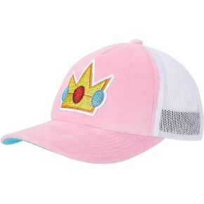 Super Mario Bros Princess Peach Rhinestone Crown Pink Trucker Hat-OSFA