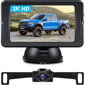 HD 2K Back Up Camera for Cars 5 Inch Backup Camera for Truck Auto Night Vision DIY Guide Lines IP69 Waterproof Rear View Camera Reverse Camera for SUV/Trailers/Pickup, Plug & Play
