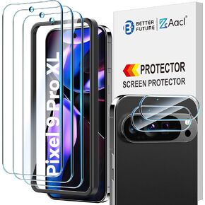 AACL 3Pack Tempered Glass for Google Pixel 9 Pro XL Screen Protector + 2Pack Camera Lens Protector [6.8Inch][Alignment Tool]