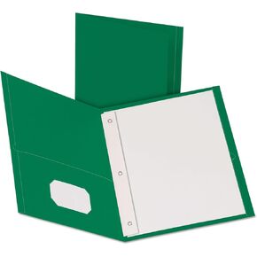 Oxford 57756 Twin Pocket Portfolio,w/Fstnrs,11-Inch x8-1/2-Inch,25/BX,Hunter Green