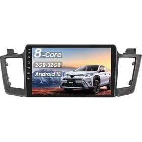 10" Car Stereo Radio Kit for Toyota RAV4 2013-2018, Wireless CarPlay and Android Auto, Android12, 2GB+32GB, WiFi, GPS Navigation, Built-in Offline Maps, DSP, Bluetooth 5.0, Rear View Camera