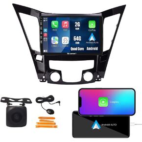 CarPlay Android Auto Autoradio Car Navigation Stereo GPS Radio 9" IPS Touchscreen Headunit Tablet for Hyundai Sonata 2010-2014 if Applicable Quad Core 2G+64G