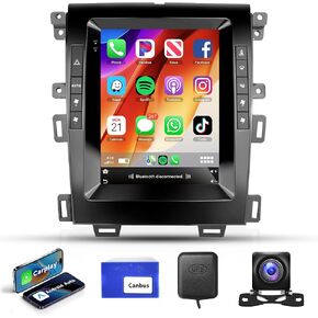 4G+64G Car Radio for Ford Edge 2013 2014 2015, Rimoody Car Stereo Android 13 CarPlay Android Auto 9.7 inch Vertical Touchscreen GPS WiFi Mirror Link EQ Bluetooth FM/RDS + Backup Camera