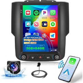 2+64G Android 13 CarPlay Car Stereo Radio for Dodge Ram 1500 2500 3500 2013-2018 (Auto A/C), 9.7'' IPS Touch Screen with Android Auto, AHD Backup Camera, Mirror Link, GPS, WiFi, FM RDS