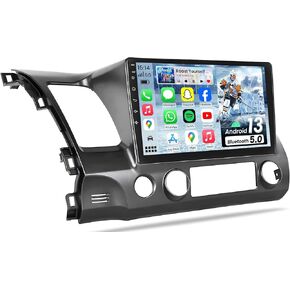 64G Car Radio Stereo for Honda Civic 2006 2007 2008 2009 2010 2011 : 10.1 Inch IPS 1280 * 800 Touchscreen Wireless CarPlay/Android Auto 5GWiFi Bluetooth5.0 GPS FM SWC 1080P Backup Camera Mirror Link