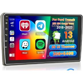 Roinvou 2+64G Radio for Ford Transit 250 350 Cargo Vans 2018-2023 Android 13 Car Stereo Wireless Carplay, 9 inch Touch Screen for Transit 350 Android Auto Bluetooth GPS WiFi FM RDS Mirror Link