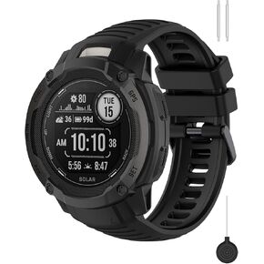 Miimall Rugged Band Compatible for Garmin Instinct 2X, Waterproof, 26mm Width Adjustable Soft Silicone Watch Wristband Replacement Strap for Instinct 2X Solar/2X Solar Tactical for Women Men