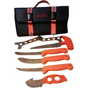 HAILFIRE 8-Piece Hunting Knife Set – Complete Butchering & Field Dressing Kit with Roll Pouch for Game Processing, Skinning, Boning & Gutting