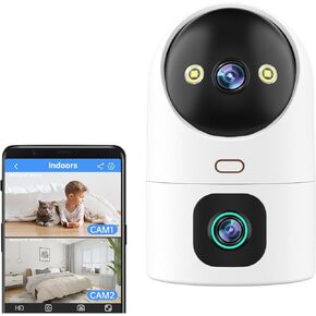 JOOAN Dual 3MP PTZ Security Camera, Dual Indoor Cameras,5G Dual-Band Pet Camera with Color&IR Night Vision,Auto Tracking,Sound Alert, Cloud&SD Card Storage,2-Way Audio,One Touch Call