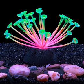 Dynamic Glow in The Dark Aquarium Decorations: Unleashing Visual Effects with Soft Silica Gel, Changing Lights, and Colorful Glowing Coral Ornaments for Enchanting Fish Tank Decor