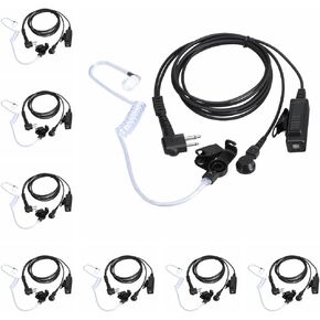 Earpieces for Motorola Walkie Talkies with Mic 2 Pin Acoustic Tube Headset and PPT for CP200 GP2000 XU1100 PRO1150 MU12 (8 Packs)