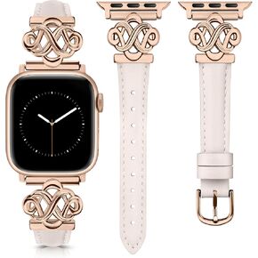 Wearlizer Slim Leather Band Compatible with Apple Watch Bands Women 38/40/41/42/44/45/46/49mm, Fancy Dressy Designer Thin Strap with Celtic Knot for iWatch Series 10 9 Ultra SE 8 7 6 5 4 3 2 1