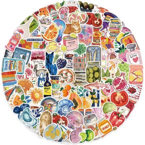 100PCS Mediterranean Tomato Aesthetic Stickers,Food Fruits Tomato Decals Vinyl Junk Journaling Stickers for Water Bottle Laptop