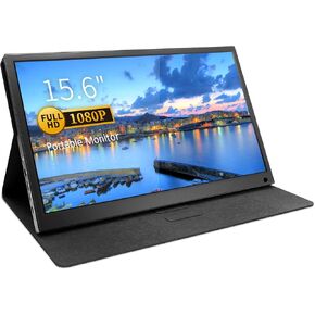 Portable Monitor, 15.6 Inch FHD 1080P USB C HDMI Second External Monitor IPS Display for Desktop, Phones, Laptop, PS4, Xbox, Switch, Tablet,Built-in Speaker with Premium Smart Cover
