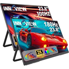 2K 180Hz Portable Gaming Monitor, 23.8" 2560x1440 QHD Fast IPS 115% sRGB Portable Monitor w/180° Adjustable Stand Type-C HDMI Eye Care External Second Screen for Laptop Phone PS4 PS5 Switch Xbox PC