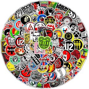 100 Pcs Rock Music Vinyl Stickers, Express Your Rock and Roll Spirit for Customizing Laptops, Guitars, Water Bottle, and Skateboards
