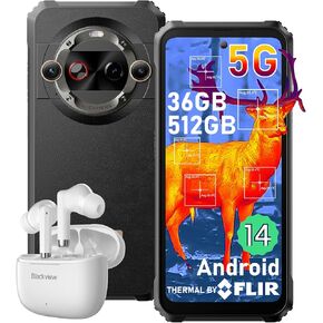 Blackview BL9000 Pro 5G Rugged Smartphone Unlocked (FLIR Thermal Imaging Camera), 36GB +512GB, Android 14, 50MP+50MP Camera, 120Hz 6.78"FHD+, Dual 5G SIM Rugged Phones, IP68/IP69K, 120W/NFC/WiFi 6/GPS