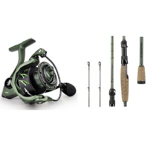 KastKing Spartacus II Twin Tip Fishing Rods, Spin - 7'3" - MH Power - Fast & KastKing Spartacus II Spinning Reel, Size 3000, Stryker Green