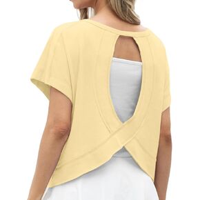 Grecerelle Women's Open Back Prockout Tops Tops Looflistic Dortic Tertics محصول غير رسمي تشغيل Tee Y2K Yoga