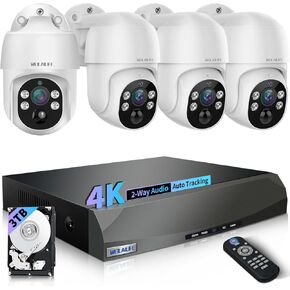 【PTZ Digital Zoom & 4K Ultra HD】 Wired Security Camera System,Home NVR Video Surveillance Systems,Outdoor POE Security Cameras System