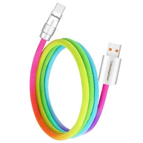 chubbycable قوس قزح السمين-كابل ملون ملون تدريجي نايلون نايلون من النوع C كبل الشاحن 100W USB C سلك شحن سريع مزامنة ، ملون ، النوع C للنوع C ، 6.6 قدم