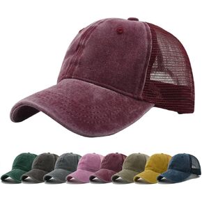 Unisex Mesh Back Baseball Cap Vintage Washed Adjustable Snapback Breathable Dad Hat