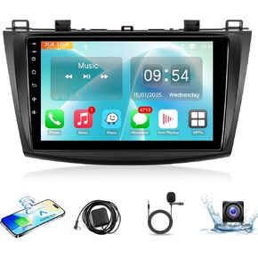 Leadfan Car Radio Stereo for Mazda 3 2009 2010 2011 2012 2013 Wireless CarPlay/Android Auto/Mirrolink 9 inch Touch Screen for Mazda 3 Stereo/GPS/Bluetooth/FM Radio/AHD Camera/Mic