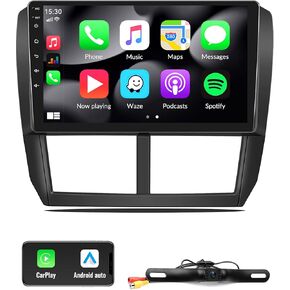SIXWIN Car Stereo for Subaru Forester Impreza WRX 2008 2009 2010 2011 2012 9 Inch Touch Screen Car Receiver with Apple CarPlay Android Auto Bluetooth FM SWC Mirror Link EQ Subwoofer Backup Camera MIC