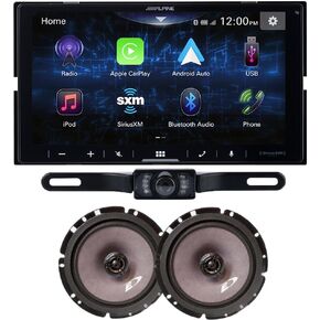 Alpine iLX-W670 Digital Multimedia Receiver with Alpine SXE-1726S 6 1/2" 2 Way Coaxial Speakers & License Plate Camera