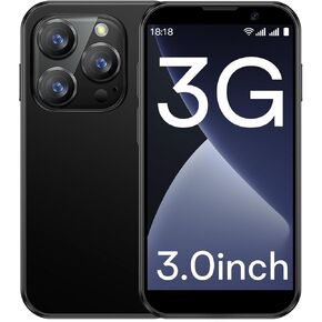 3G Unlocked Mini Phone,XS18 Pro Kids Pocket Phone with 9.0 Android System, Support Quad Core Dual SIM Face ID (2GB+16GB) (Black)