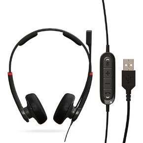 DataLocker USB Wired Headset Degree Microphone for PC - Push-to-Talk (PTT) TAA Compliant Computer Headphones with in-Line Volume Control, Noise Cancellation, & for Home, Skype