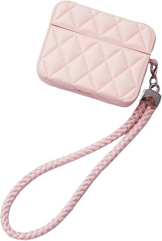 Earphone Case for AirPods Pro, Elegant Classical Diamond PU Leather Surface Earphone Case Soft Silicone Case, AirPods Pro Cover Protective Case Skin Protector for Earbuds +Lanyard-Green in Kuwait