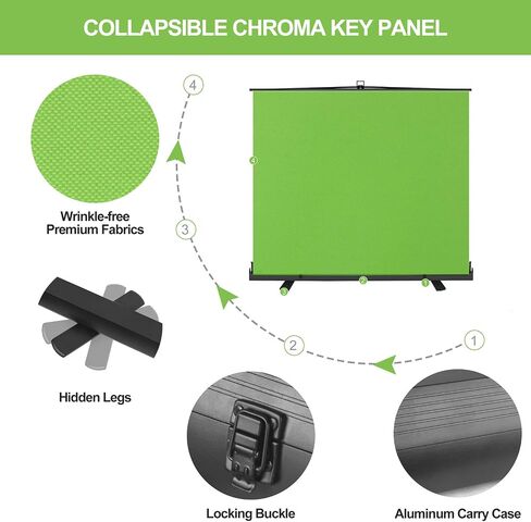 ترقية الشاشة الخضراء من EMART، لوحة مفاتيح Chroma قابلة للطي مقاس 61 × 72 بوصة لإزالة الخلفية، خلفية خضراء محمولة وقابلة للسحب ومقاومة للتجاعيد مع حامل للبث واستوديو التصوير الفوتوغرافي وTikTok in Kuwait