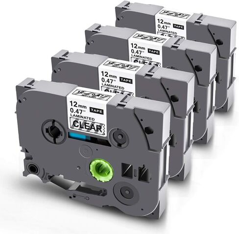 شريط صانع ملصقات متوافق مع الأخ ptouch tze-131 12mm 0.47 بوصة أسود على استبدال شريط tze واضح لـ Brother PT-H100 PT-D400 PT-D600 PT-P700 Labeler 4-pack in Kuwait