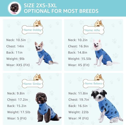 Comwish Dog Recovery Suit, Professional Dog Surgery Suit Post Spay, Neuter, Abdominal Surgical Suit for Male Female Dogs Can Pee, Prevent Licking Soft Breathable Cotton Covers Wound Stitches, Blue, M in Kuwait