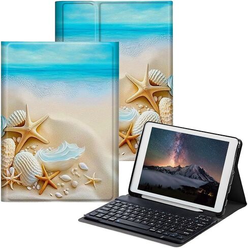 بالنسبة إلى حالة الجيل العاشر لـ iPad مع لوحة المفاتيح لحالة iPad ، الجيل العاشر 10.9 بوصة 2022 مع لوحة مفاتيح لاسلكية قابلة للفصل وغطاء الحامل القابل للتعديل - Seashell on Beach in Kuwait