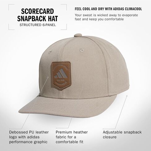 adidas Men's Scorecard High Crown Low Curve Brim Snapback Adjustable Fit Course Style Hat in Kuwait